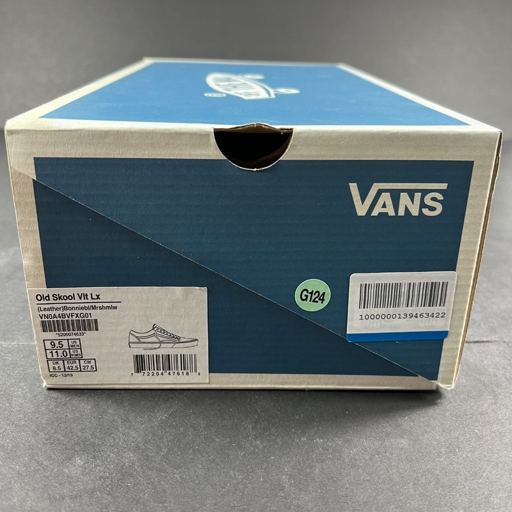 VANS Shoe Men Old Skool Vault Leather White Bonnie Blue Sneaker VN0A4BVFXG01 - Picture 9 of 14